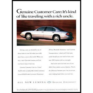 1995 Chevy Lumina 4 Door Sedan Vintage Print Ad Man Cave Wall Art Photo